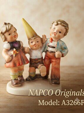 Vintage Napco "Party Time" Figurine | Mid-Century Ceramic Children & Party Hat S
